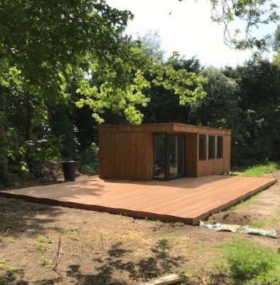Garden Room with vertical wood cladding